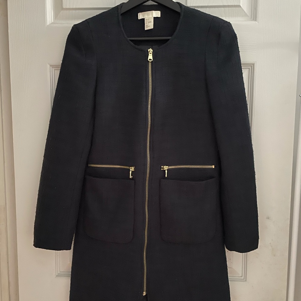 H&M Black Trench Coat with Gold Zippers + with custom Rix Rax buttons